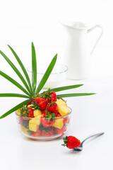 salad in the glass bowl