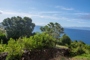 Walk on the Azores archipelago. Discovery of the island of sao jorge, Azores. Velas