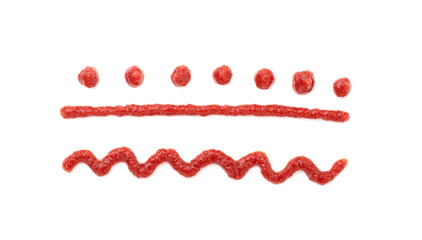 Zigzag of tomato ketchup on an isolated white background