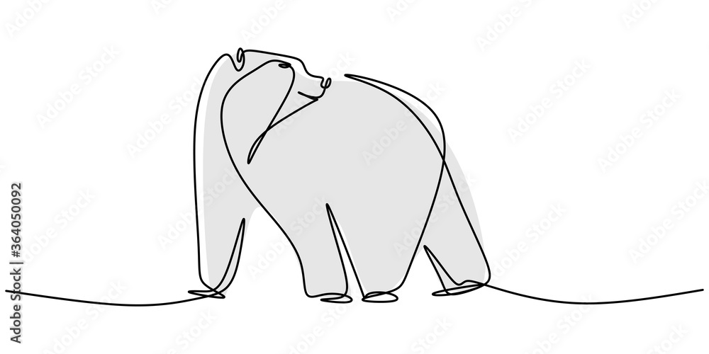 Wall mural Continuous line drawing of bears wild animals vector illustration. Business corporation icon concept from wild mammal animal shape. Grizzly bear for company logo identity hand drawn minimalism style.