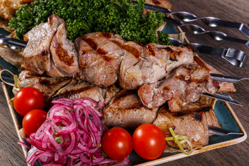 Grilled chicken and pork