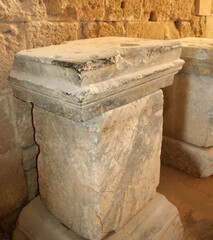 Stone bases of statues, the Acropolis of Lindos, Greece
