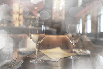 interior restaurant tableware / cutlery and tableware on a table in a cafe, beautiful catering...