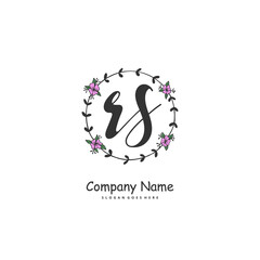 R S RS Initial handwriting and signature logo design with circle. Beautiful design handwritten logo for fashion, team, wedding, luxury logo.