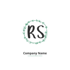 R S RS Initial handwriting and signature logo design with circle. Beautiful design handwritten logo for fashion, team, wedding, luxury logo.