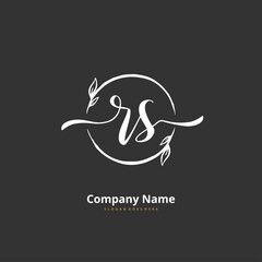 R S RS Initial handwriting and signature logo design with circle. Beautiful design handwritten logo for fashion, team, wedding, luxury logo.