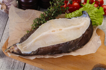 Raw wolffish steak