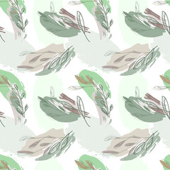 Nature Seamless Pattern. Floral Background with Hand Drawn Leaves.