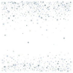 silver stars background, sparkling christmas lights confetti  isolated on white. magic shining Flying stars glitter backdrop, sparkle vector border.