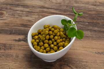 Canned Green peas in the bowl