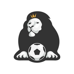 Modern Animal Sport Illustration Logo - Soccer king Lion with ball