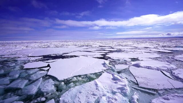 オホーツク海の流氷船より流氷原