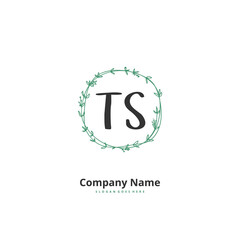 T S TS Initial handwriting and signature logo design with circle. Beautiful design handwritten logo for fashion, team, wedding, luxury logo.