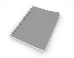 Closed notebook. Template for dairy advertising. 3D rendering.