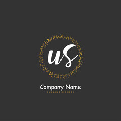 U S US Initial handwriting and signature logo design with circle. Beautiful design handwritten logo for fashion, team, wedding, luxury logo.