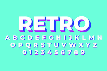 Modern 3D font and alphabet for poster, sticker vector