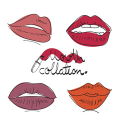 Hand drawn mouth collection, vector illustration