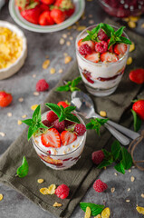 Granola yogurt fruits