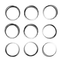 Doodle sketched circles. Doodle circle ring sketch vector