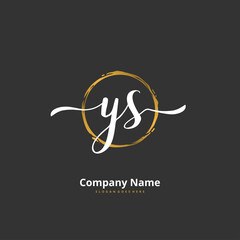 Y S YS Initial handwriting and signature logo design with circle. Beautiful design handwritten logo for fashion, team, wedding, luxury logo.