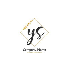 Y S YS Initial handwriting and signature logo design with circle. Beautiful design handwritten logo for fashion, team, wedding, luxury logo.