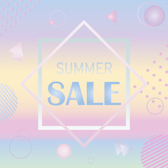 Summer sale bright banner. Memphis style. Geometric  banner. Vector illustration.