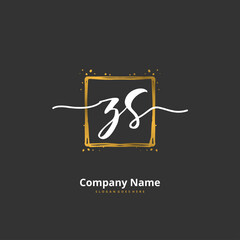 Z S ZS Initial handwriting and signature logo design with circle. Beautiful design handwritten logo for fashion, team, wedding, luxury logo.