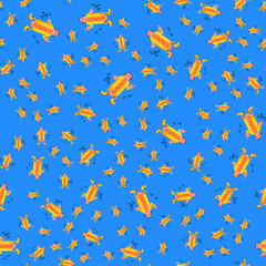 Seamless pattern. National Hot Dog Day.
Vector illustration in pop art style, modern concept for your design.