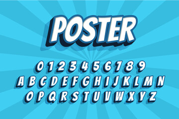 Modern 3D font and alphabet for poster, sticker vector