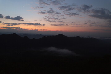 Beautiful landscape in mountains at sunrise, travel concept background, Pitsanulok Thailand