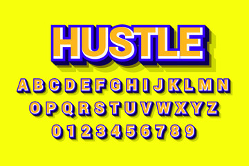 Modern 3D font and alphabet for poster, sticker vector