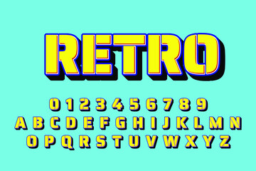 Modern 3D font and alphabet for poster, sticker vector