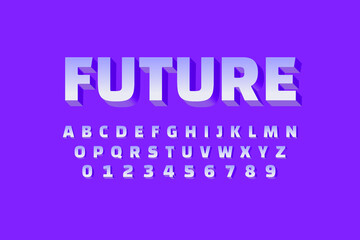 Modern 3D font and alphabet for poster, sticker vector