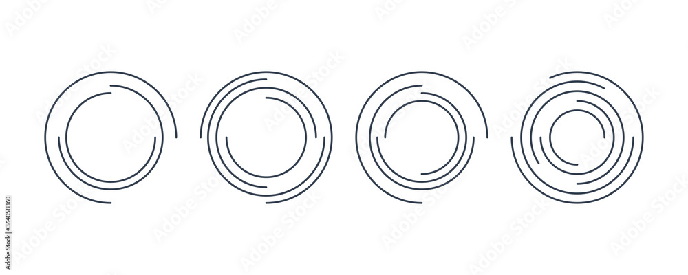 Poster set of circle line shapes. hand drawn circles in spiral lines style isolated on white background. fl