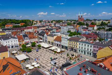 Fototapeta na wymiar Rybnik. Poland. Aerial view of main square and city center of Rybnik, Upper Silesia. Poland.
