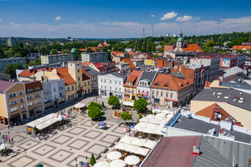 Rybnik. Poland. Aerial view of main square and city center of Rybnik, Upper Silesia. Poland.