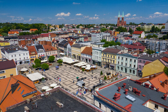 Rybnik. Poland. Aerial view of main square and city center of Rybnik, Upper Silesia. Poland.