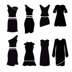 Back view of dresses isolated on white background.