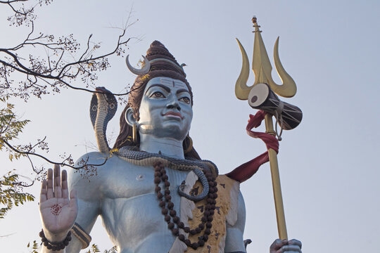 Statue of Lord shiva with his trident at haridwar