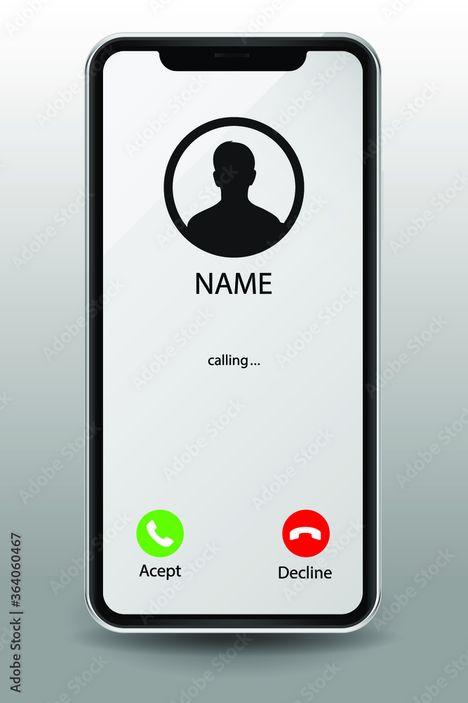 Aufkleber phone call screen interface. slide to answer. accept button, decline button. incoming call. smartpho