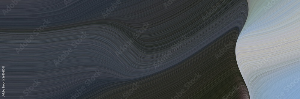 Poster abstract moving horizontal header with dark slate gray, dark gray and light slate gray colors. fluid curved flowing waves and curves for poster or canvas