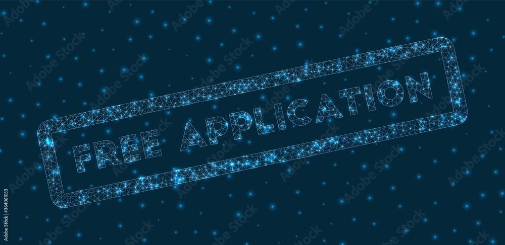 Poster free application word in digital style. glowing geometric free application badge. beautiful vector i