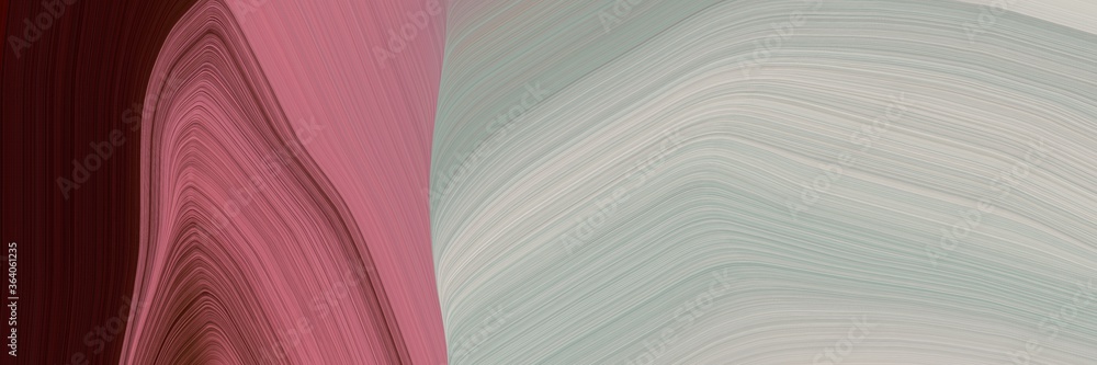 Aufkleber abstract dynamic horizontal banner with ash gray, very dark pink and indian red colors. fluid curved