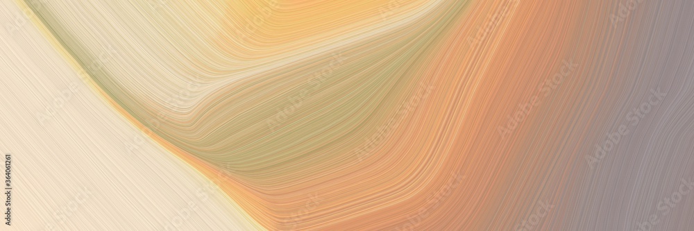Poster abstract surreal horizontal banner with tan, rosy brown and bisque colors. fluid curved flowing wave
