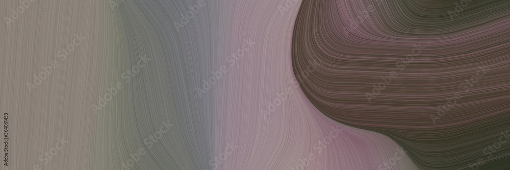 Fototapete abstract dynamic designed horizontal header with gray gray, very dark blue and old mauve colors. fluid curved flowing waves and curves for poster or canvas