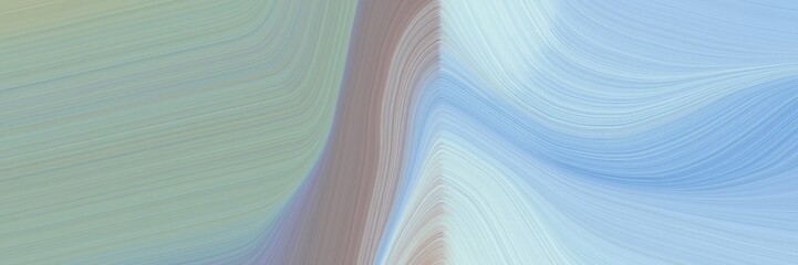 abstract moving designed horizontal header with pastel blue, dark gray and light blue colors. fluid curved flowing waves and curves for poster or canvas