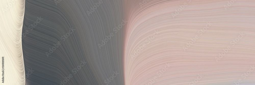 Fototapete abstract dynamic designed horizontal banner with ash gray, silver and dim gray colors. fluid curved 