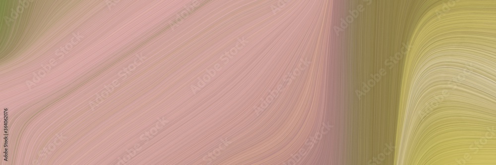 Poster abstract flowing horizontal banner with tan, pastel brown and dark khaki colors. fluid curved flowin
