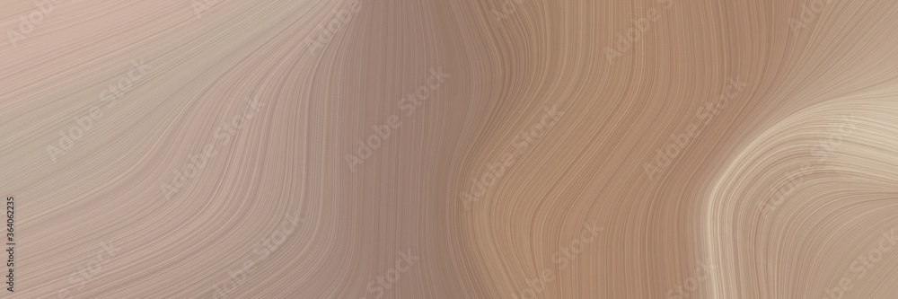 Fototapete abstract flowing horizontal banner with rosy brown, tan and pastel brown colors. fluid curved lines 
