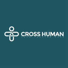 cross human medical logo simple line art